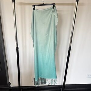 Chic Light blue cashmere blend Scarf with Fringe
